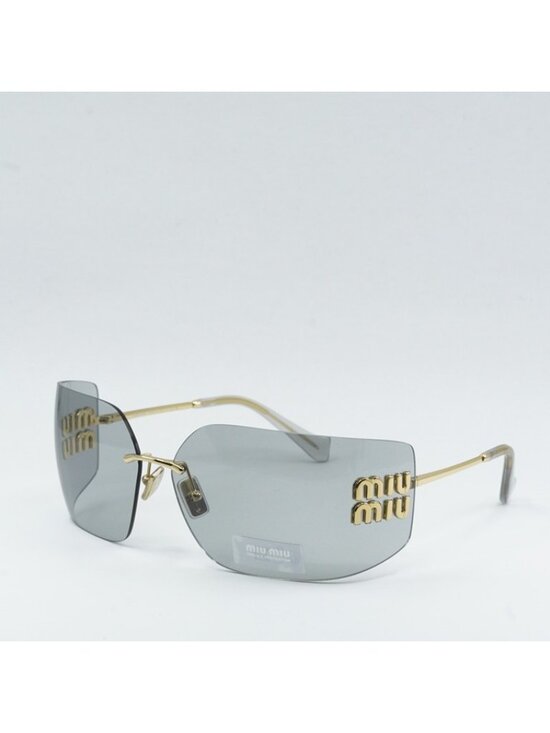 Miu Miu MU54YS 5AK30B Sunglasses Gold Geometric Frame, Grey Lenses main image 7